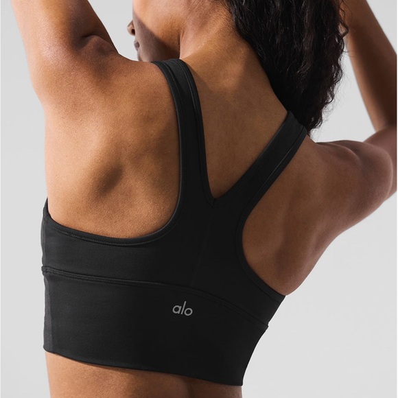 New Alo Yoga Wild Thing Bra Black Authentic L - Picture 3 of 7